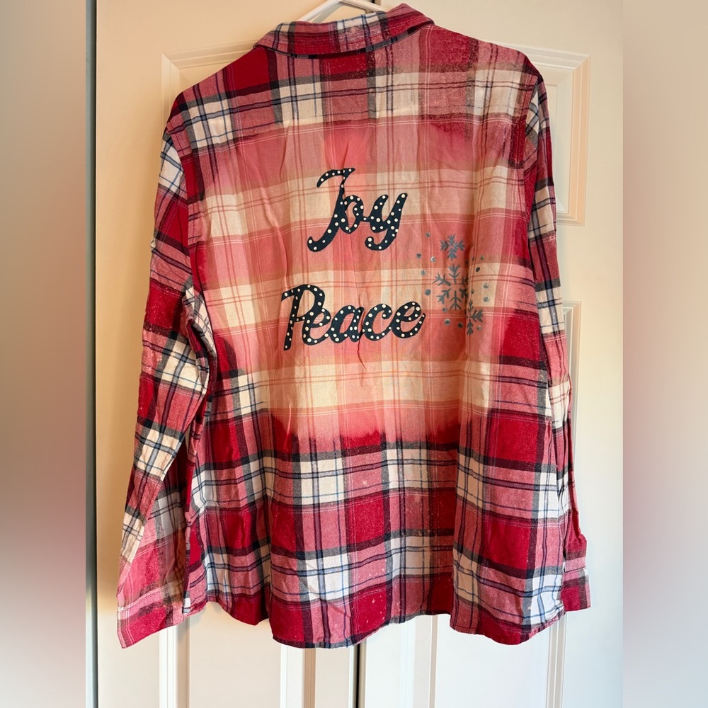 Faded Glory Red Plaid Button-Up Shirt